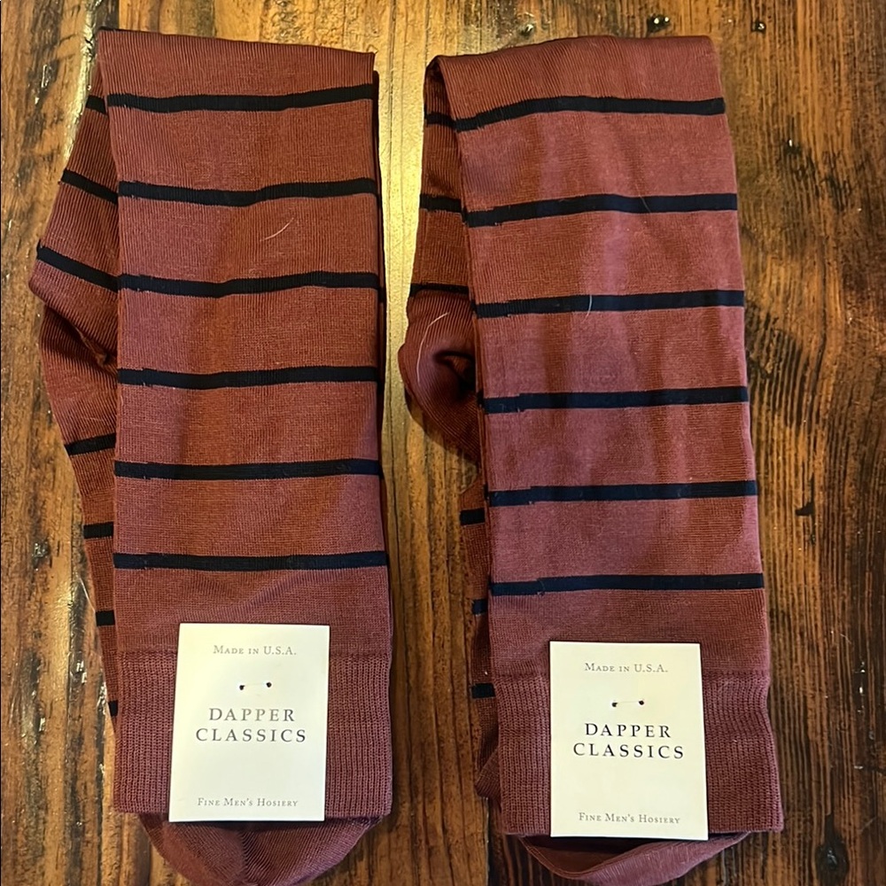 Brown and Black Striped Dress Socks